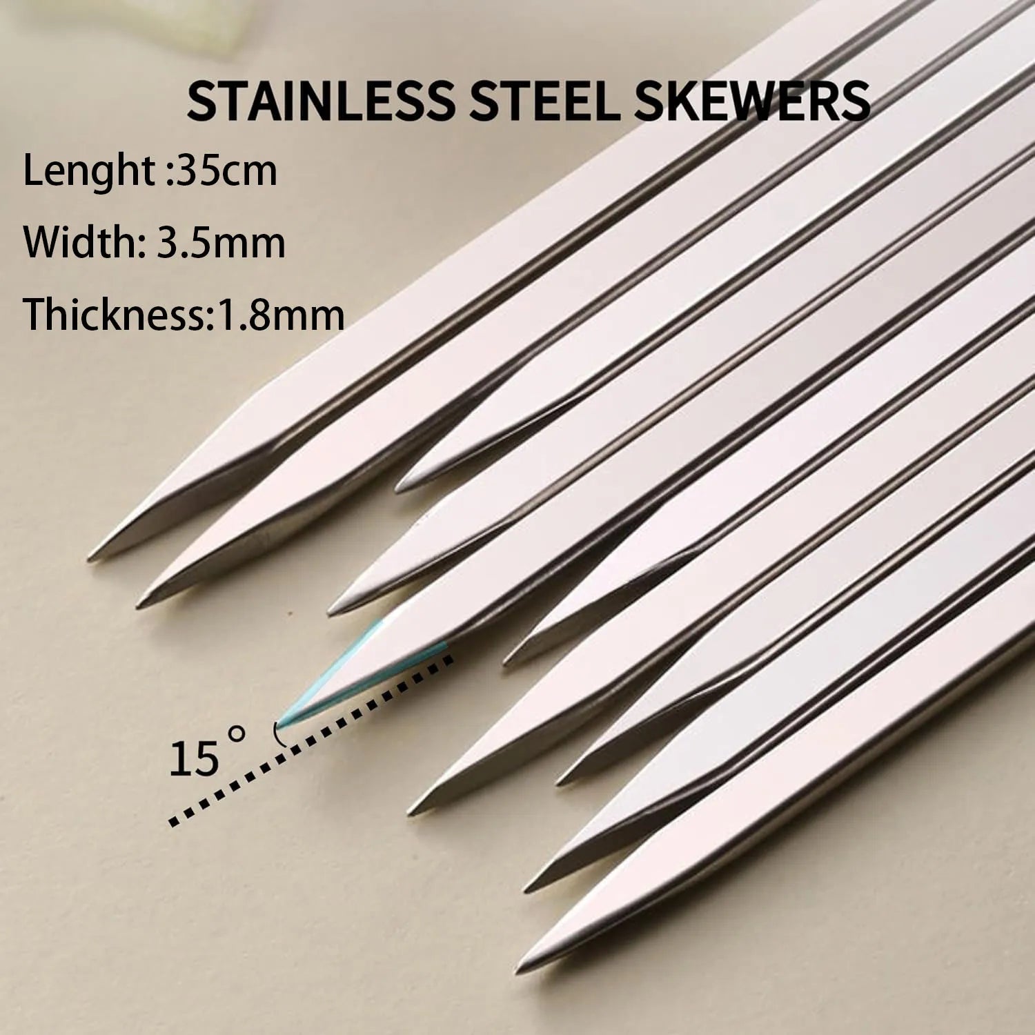 Metal Skewers for Kabobs Grilling, 40 Pcs 13.5" Kabob Skewers, Flat BBQ Barbecue Skewer, Reusable Set with Portable Storage Tube