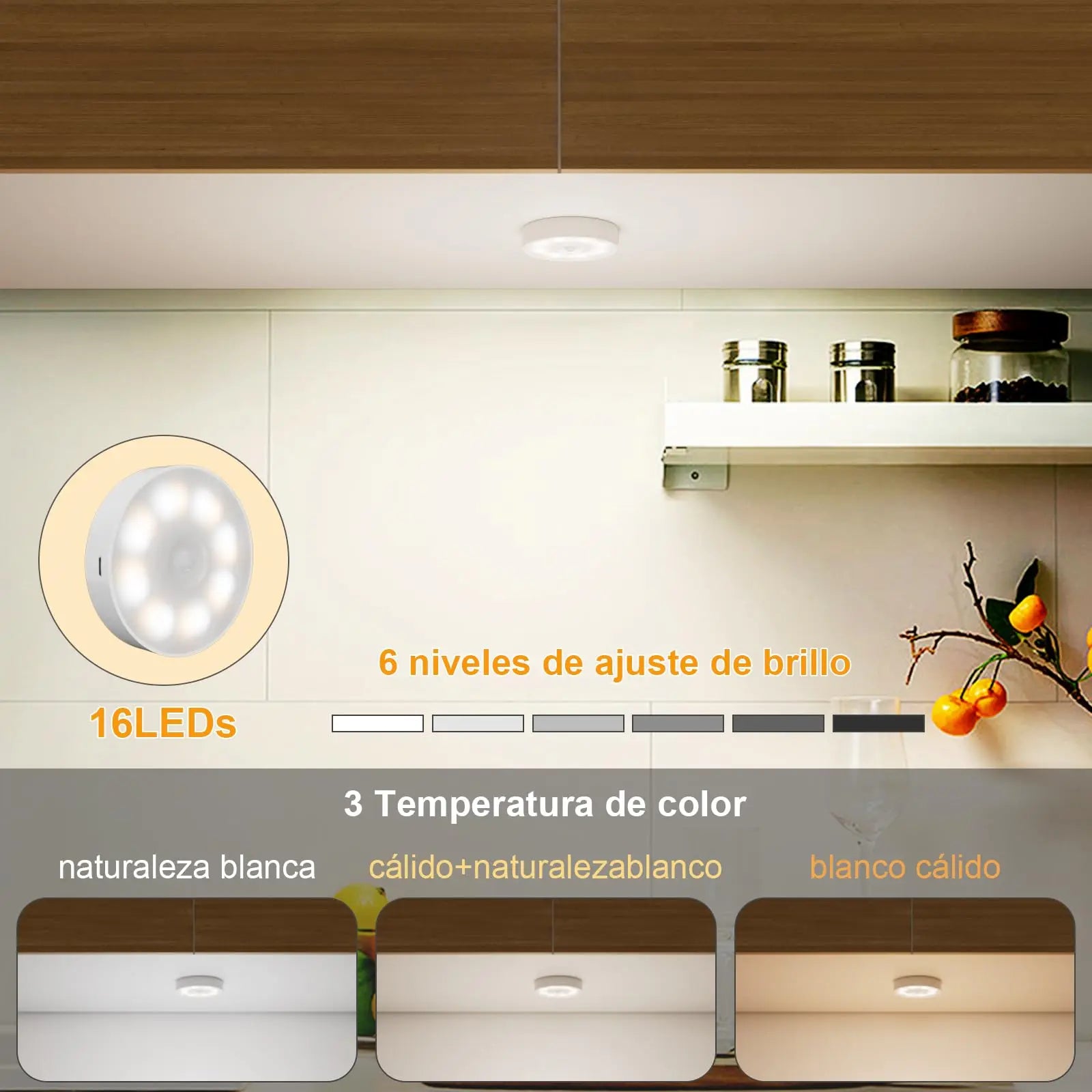 USB Rechargeable LED Night Light with Switch, Motion Sensor Magnetic Wireless Lamp, Warm White No Flicker for Closet Bed Cabinet