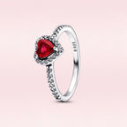 Hot Selling Original Rings Red Pink Heart Zircon Ring Size 6 7 8 9 Wedding Fashion High Jewelry Gifts for Women