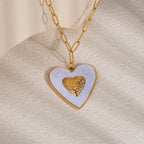 Big Bohemian Heart Pendant - 18K Gold Plated Stainless steel Statement Necklace, Bold Personality Jewelry for Women