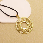 1 piece of matte golden vintage large pendant necklace featuring open heart