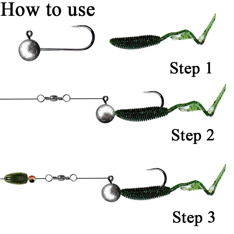 10pcs/lot Jig Head Fishing Hook 1g 2g 3.5g 5g 7g 10g Round Ball Jig Head Fishhook Soft Worm Fishing Accessories