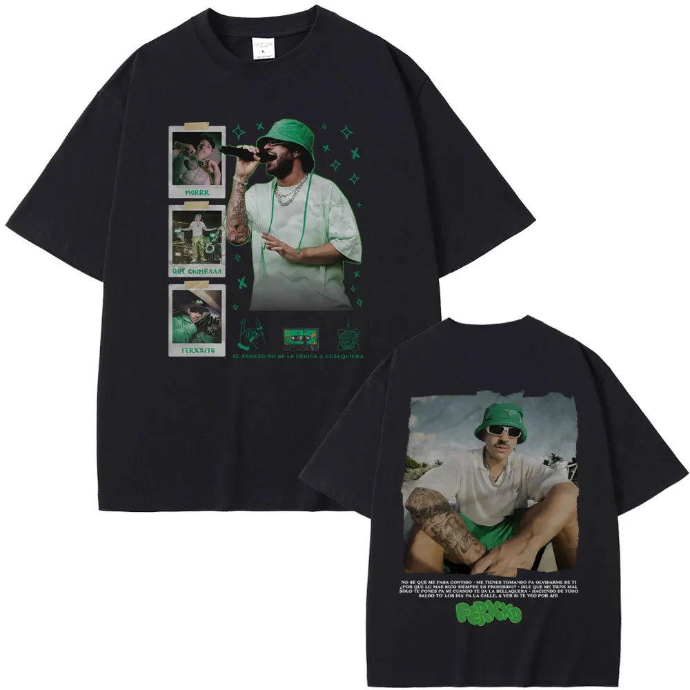 Rapper Feid Ferxxo Ferxxocalipsis World Tour T-shirt Men Women Hip Hop Fashion Pop Music T Shirt Mens Retro Oversized Streetwear