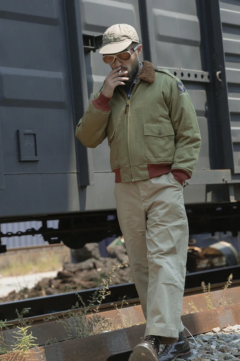 Rugged Bronson Army Chino Trousers 1942 Pattern Khakis Military Style Casual Pants