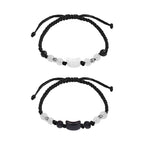 2pcs Natural Moonstone Obsidian Bracelets Couple Minimalist Bracelet Handmade Cute Black White Cat Bracelet Party Jewelry Gifts