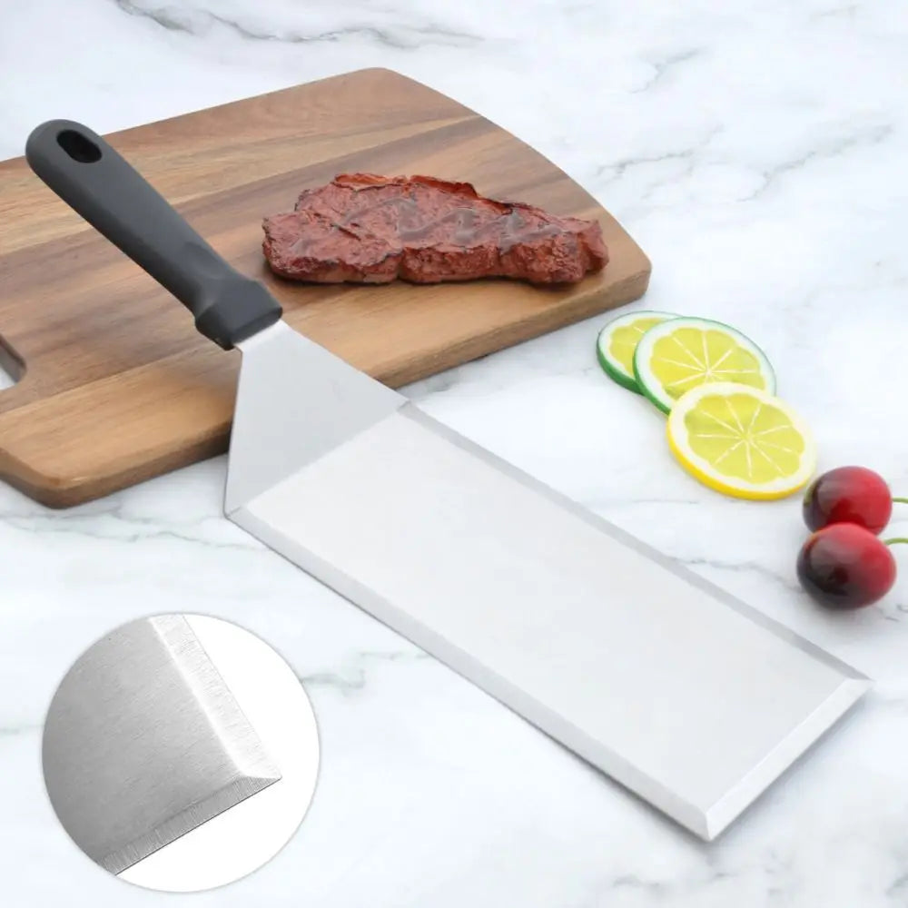 With Blade Grill Spatula Square/rectangle Head Griddle Spatula Pancake Scraper Anti-scald Handle Steak Spatula Burger