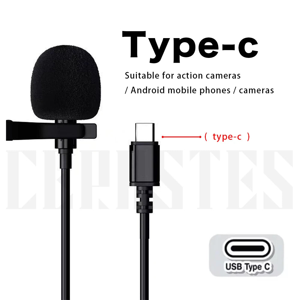 High Fidelity External Microphone Sport Camera Action Camera type-c Micro USB Connector Cable Length 1.5M