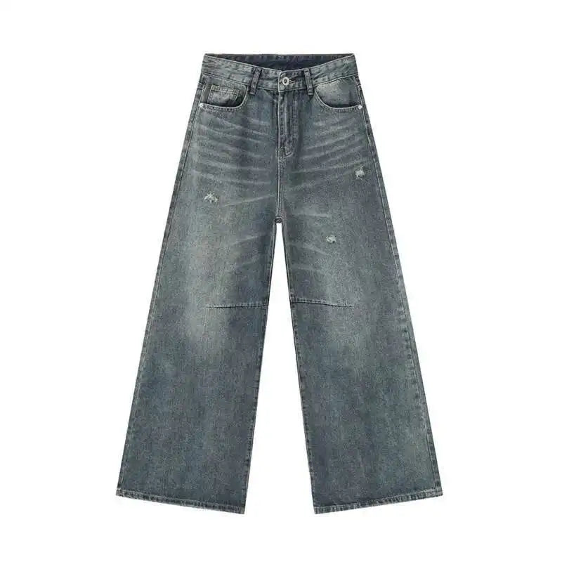 IEFB American Style Men's Denim Pants Washing Fashion Loose Men's Straight Trousers Casual Wide Leg Jeans New Summer 2024 9C6303