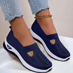 Breathable Womens Walking Shoes Soft Sole Anti Slip Knit Casual Sneakers Comfortable Summer Flats for Elderly Ladies