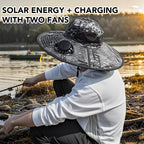 Solar Fan Hat Summer Camouflage Sun Bucket Hat for Men Women Outdoor Mountaineering Sunshade Fisherman Hat with Dual Cooling Fan
