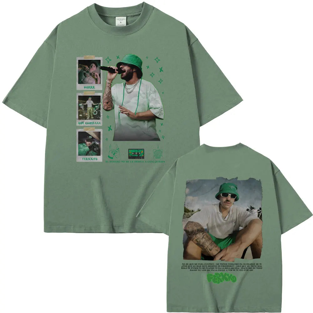 Rapper Feid Ferxxo Ferxxocalipsis World Tour T-shirt Men Women Hip Hop Fashion Pop Music T Shirt Mens Retro Oversized Streetwear