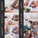 Scissors Stainless Steel Kitchen Household Bone Scissors Chicken Wings Fish Chopper Bottle Opener Clip Walnut Kitchen Tools