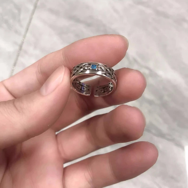 Buyee 925 Sterling Silver Couples Ring Elegant Carved Patterns Open Ring Finger for Women Men Fashion Fine Jewelry Circle Gift