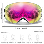 Ourdoor Sports Teen Men Women Ski Goggles-Anti-fog UV400 Eyewear, Christmas and New Year Gift, Free Black Lens and Optical Frame