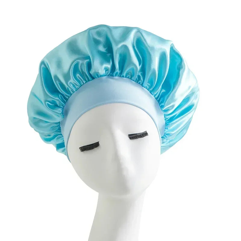 Satin Wide-brimmed Nightcap Styling Silk Headband for Sleeping Nightcap with Elasticated Floppy Band Cap Hair Shower Cap