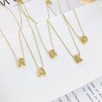 Golden Color Stainless Steel Initial Necklace for Women Girls Chunky Bubble Letter Pendant Necklaces Trendy Collar Jewelry Gift