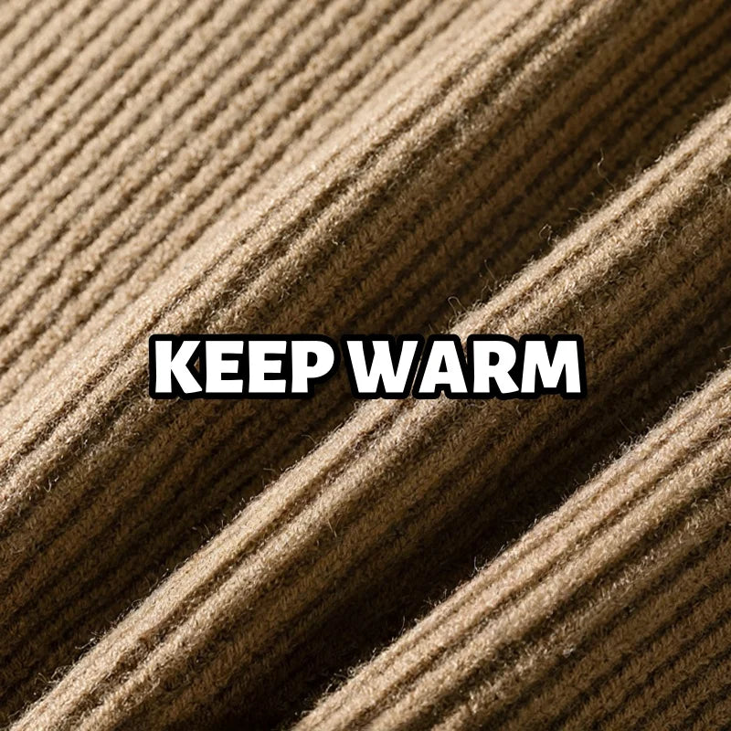Thick Needle Texture Thickened Lazy Wind Cardigan Sweater Men's Autumn  Winter Keep Warm Retro Solid V-Neck Knit Sweater Jacket