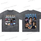 Vintage Jonas Bros 20th Annivesary Tour 2025 Print T-Shirt Short Sleeve Washed Tee Summer Women Men Shirt Casual Cotton Clothing