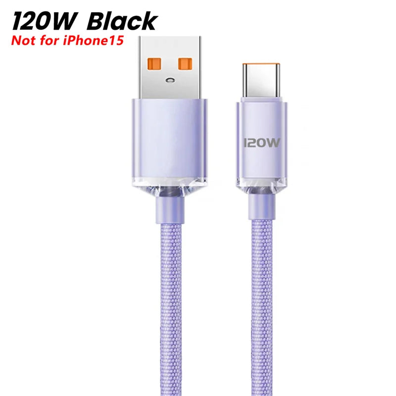 NNBILI 120W USB C Cable Super PD Fast Charger Type C To C Cable For iPhone 15 16 Samsung Xiaomi Huawei Fast Charging Data Cord