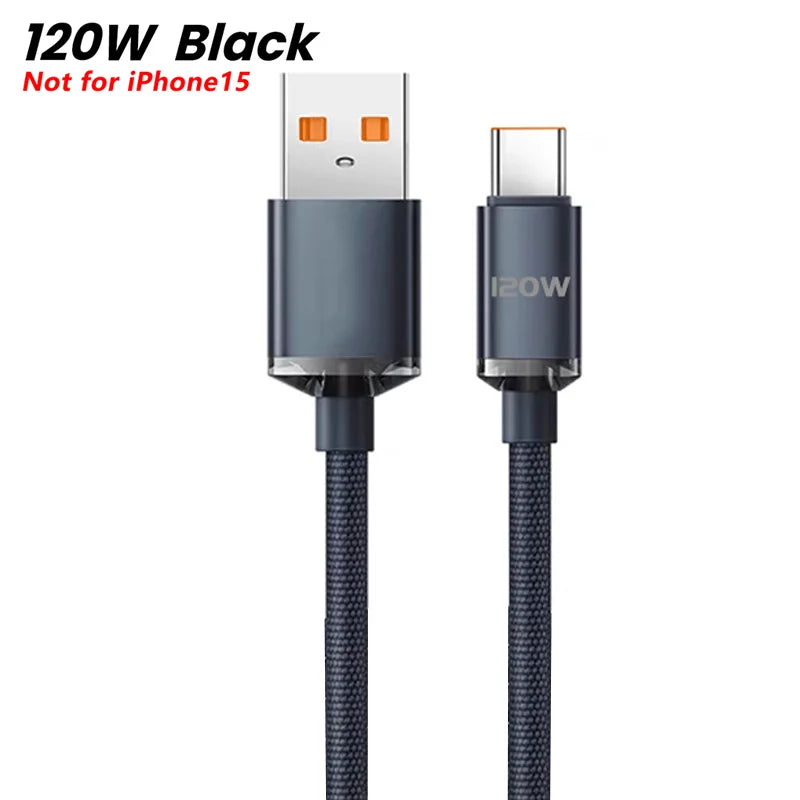NNBILI 120W USB C Cable Super PD Fast Charger Type C To C Cable For iPhone 15 16 Samsung Xiaomi Huawei Fast Charging Data Cord