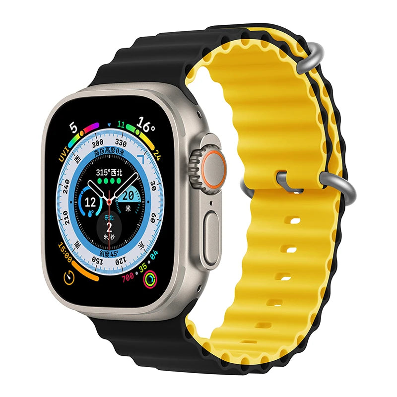 Ocean Strap for Apple Watch Ultra 2 Band 49mm 44mm 40mm 45mm 41mm 42mm 46mm 38mm Silicone Bracelet iWatch Series 10 9 SE 8 7 6 5