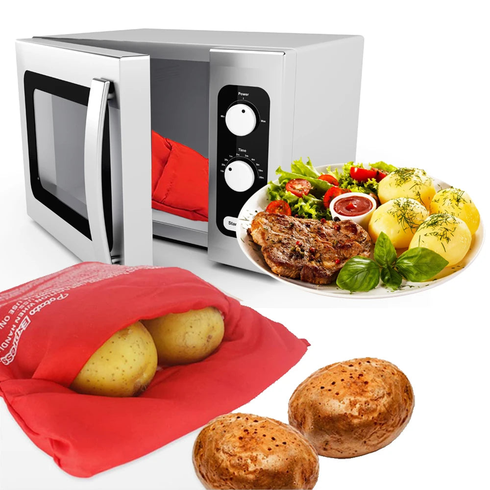 1/4PCS Reusable Express Microwave Potato Bag Saving Time Baking Fabric 4 Minutes Pouch Bag for Any Type of Potatoes Express Bake