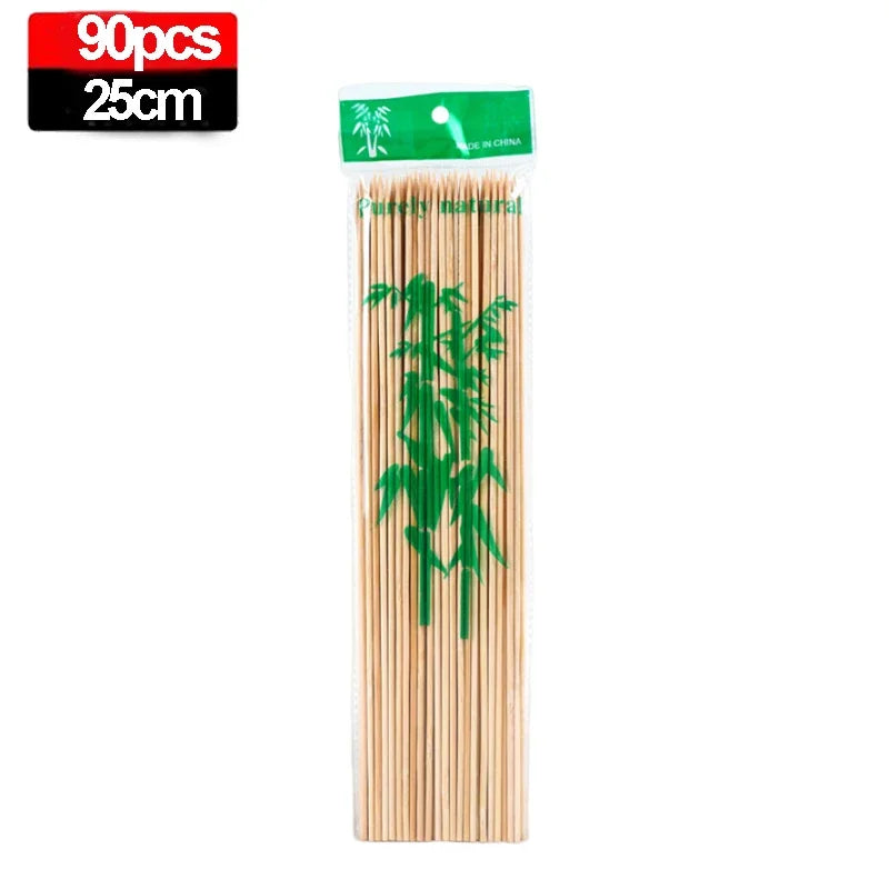 270/90PCS Disposable Food Sticks Bamboo Skewer Stick Wood Long Thick Rattan Sticks for Party Buffet Food Fruit Barbecue Tools