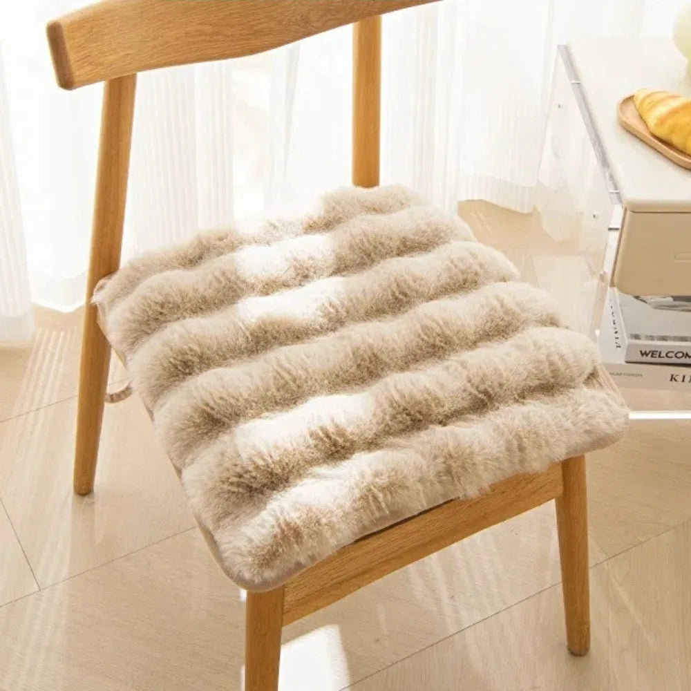 Warm Rabbit Plush Plush Chair Seat Non Slip Thickened Winter Chair Pads Square Chair Seat Pads Home