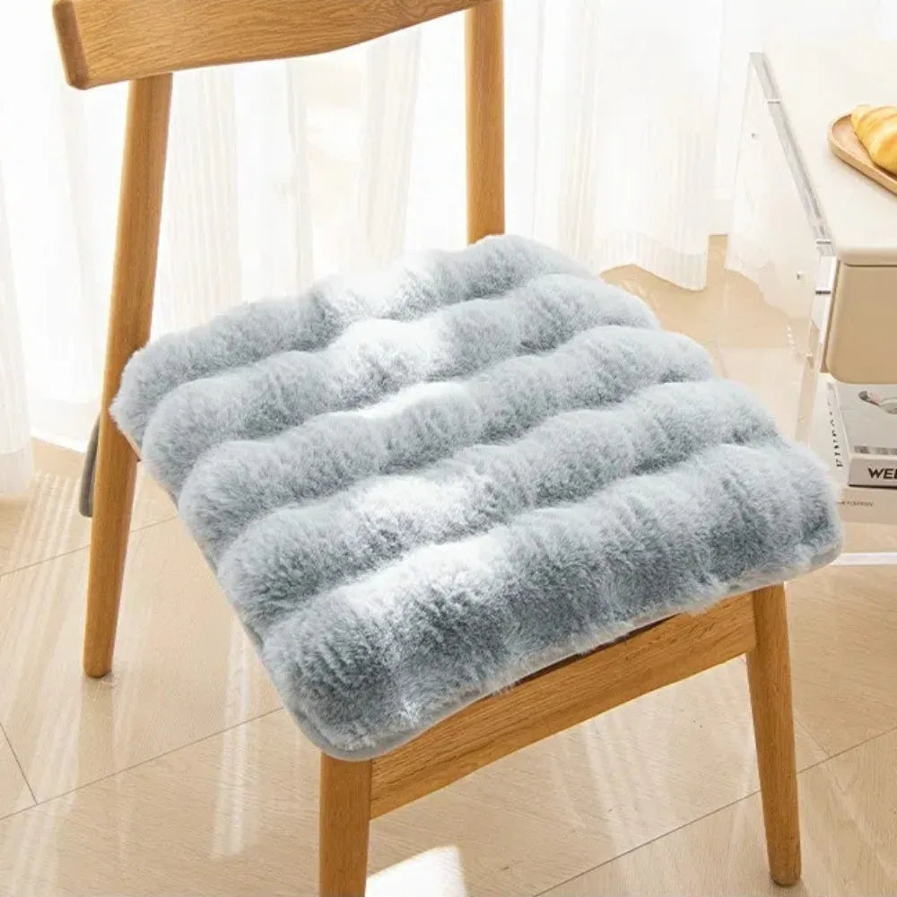 Warm Rabbit Plush Plush Chair Seat Non Slip Thickened Winter Chair Pads Square Chair Seat Pads Home