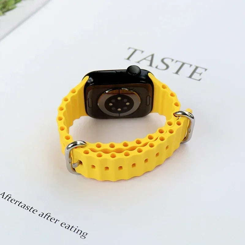 Ocean Strap for Apple Watch Ultra 2 Band 49mm 44mm 40mm 45mm 41mm 42mm 46mm 38mm Silicone Bracelet iWatch Series 10 9 SE 8 7 6 5