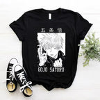 Summer men's Gojo Satoru manga Harajuku Jujutsu Kaisen Harajuku style 100% pure cotton short-sleeved T-shirt