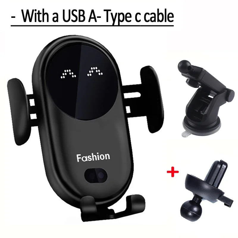 Fast Automatic Clamping Infrared Induction Car Wireless Charger Stand for iPhone 16 15 14 13 Pro Max Samsung Galaxy S25 S24 Plus