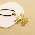 1 piece of matte golden vintage large pendant necklace featuring open heart
