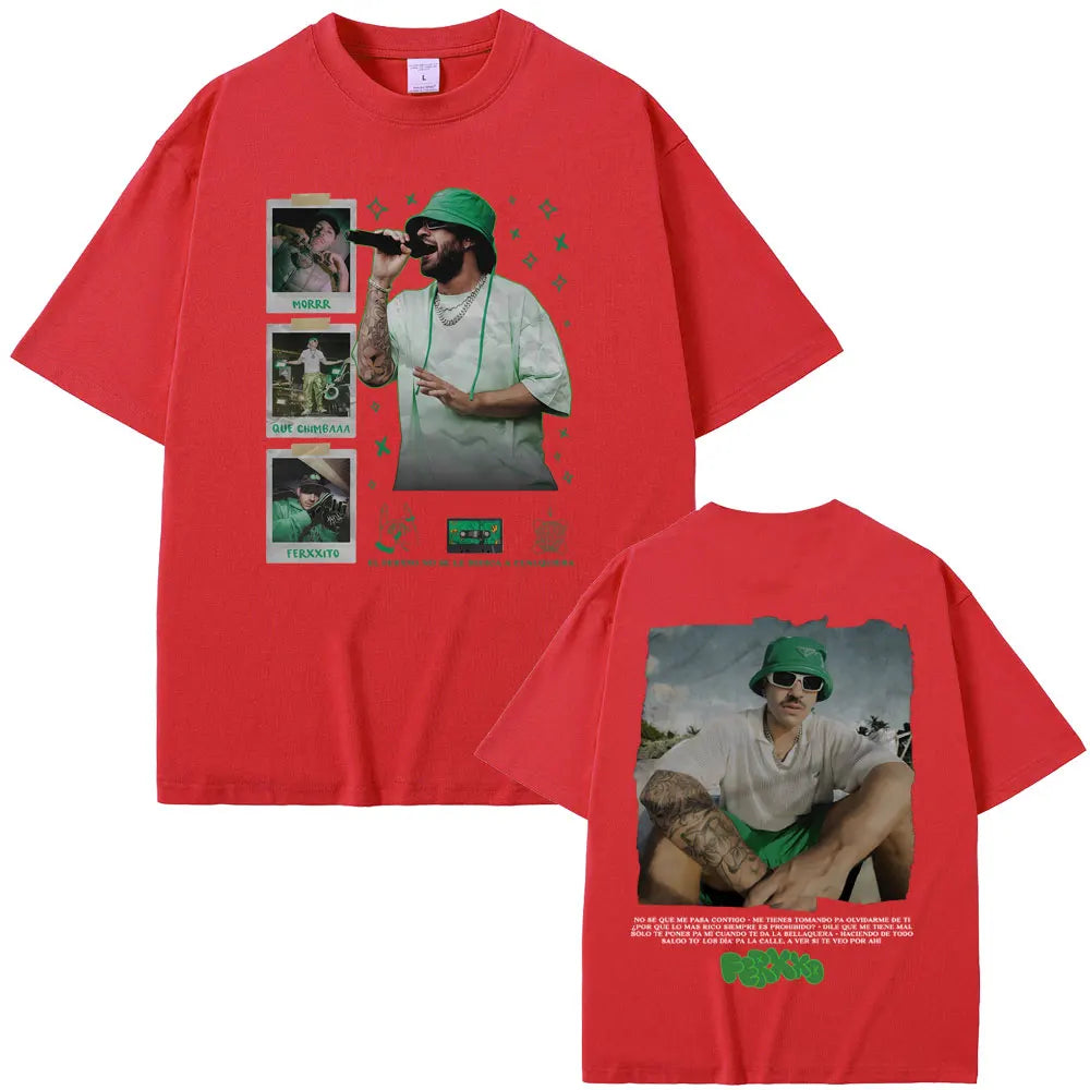 Rapper Feid Ferxxo Ferxxocalipsis World Tour T-shirt Men Women Hip Hop Fashion Pop Music T Shirt Mens Retro Oversized Streetwear