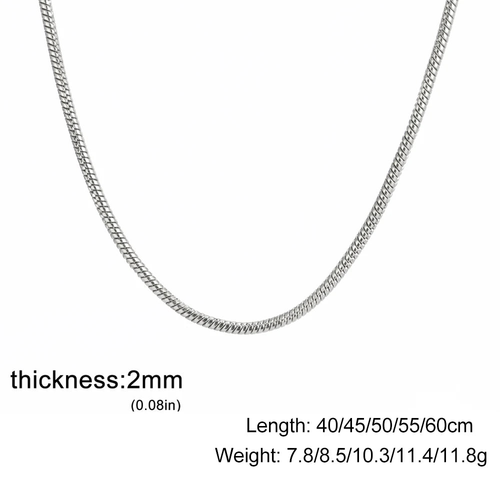 Cazador Stainless Steel Snake Chain Necklaces for Women Men Jewelry 2025 0.9mm 1.2mm 1.5mm 2mm Thickness Chains Birthday Gift