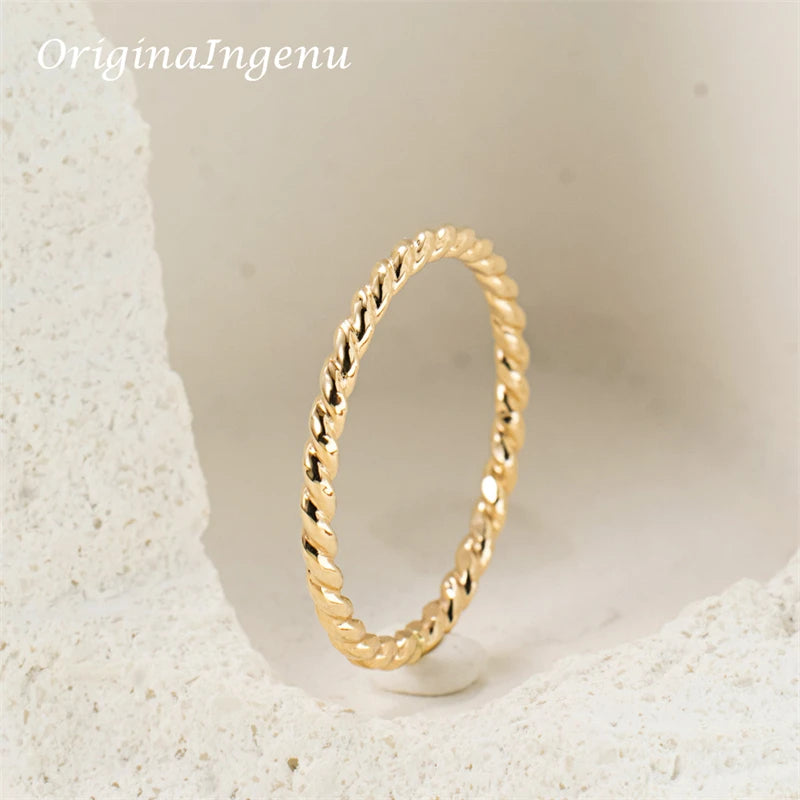 14K Gold Filled Braided Stacking Ring Handmade Minimalism Ring Dainty Women Jewelry Waterproof Jewelry Tarnish Resistant Ring