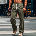 High Quality Striped Corduroy Men's Casual Pants Autumn Winter Loose Fashion Cargo Straight Pants Fitness Sports Hip Hop Pants
