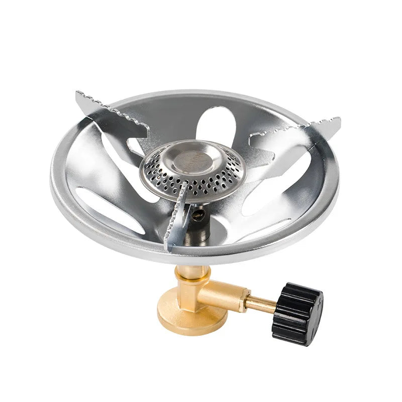 ‌Portable Windproof Camping Stove - Outdoor High Power LPG Gas Burner Integrated Cooking Cookware Stainless Steel 220g