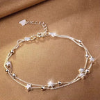 Niche Design Star Chain Tassel Bracelet for Women Fantasy Blue Crystal Beads Elastic Rope Bracelet Best Friend Jewelry Gifts