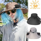 Large Size Quick Dry Bucket Hat with Solar Powered Fan USB Charging Sun Hat for Men Outdoor Hiking Camping Fishing Cooling Wear