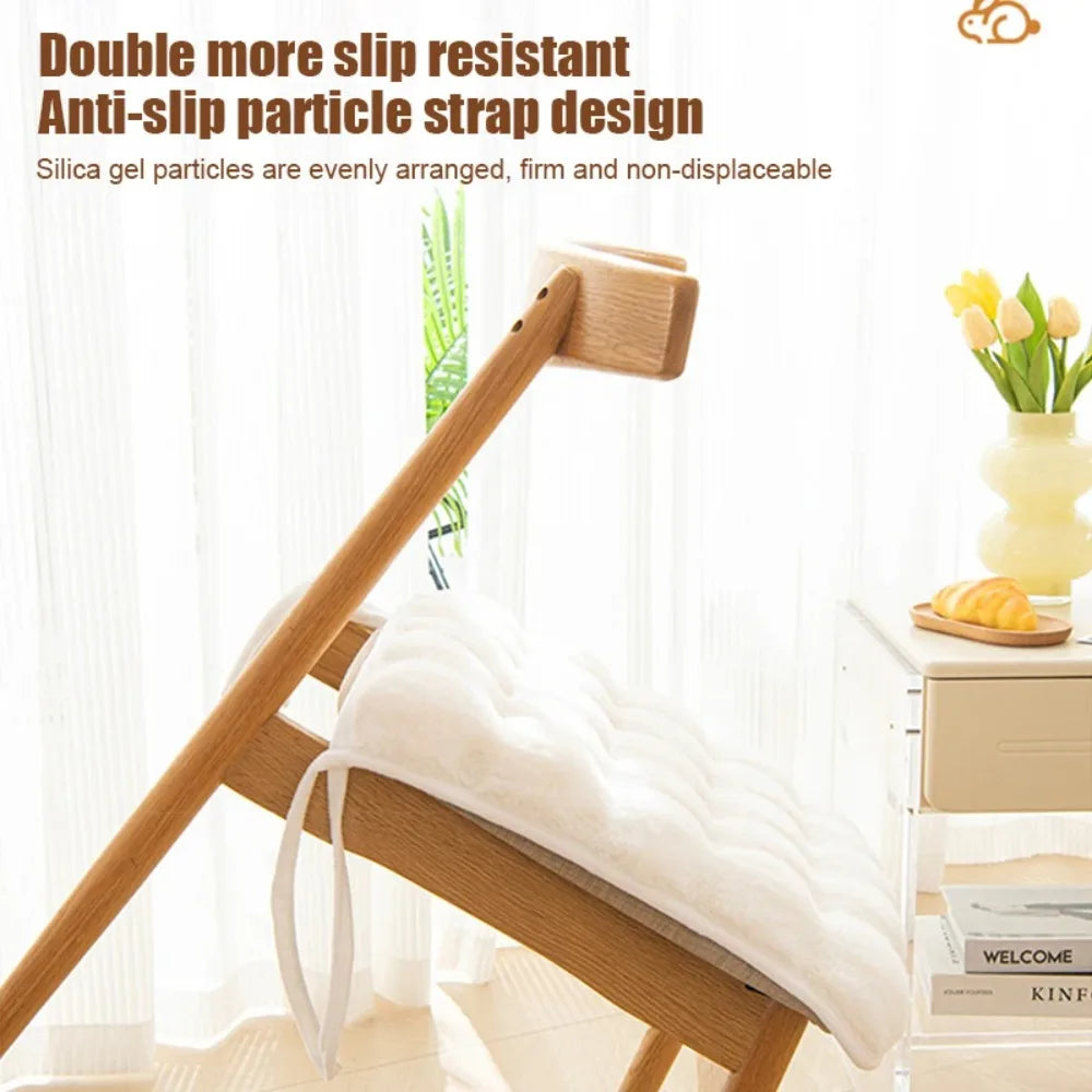 Warm Rabbit Plush Plush Chair Seat Non Slip Thickened Winter Chair Pads Square Chair Seat Pads Home