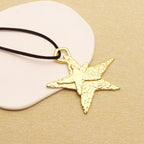 1 piece of matte golden vintage large pendant necklace featuring open heart