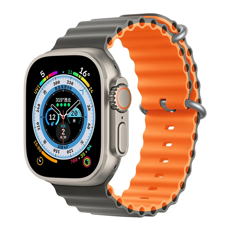 Ocean Strap for Apple Watch Ultra 2 Band 49mm 44mm 40mm 45mm 41mm 42mm 46mm 38mm Silicone Bracelet iWatch Series 10 9 SE 8 7 6 5