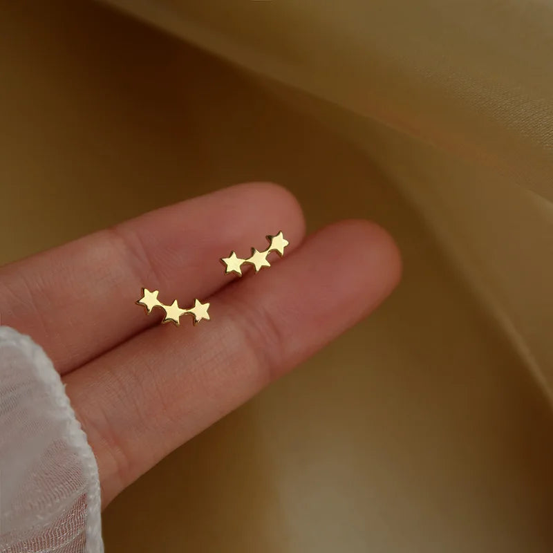 Metal Gold Color Multiple Styles Small Stud Earrings for Women Korean Jewelry Fashion Daily Wear Teen Earrings Jewelry Gift