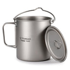 TOMSHOO Ultralight 750ml Titanium Pot Portable Titanium Water Mug Cup with Lid and Foldable Handle Outdoor Camping Cooking