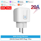 TUYA Smart Plug WiFi Socket EU 20A Power Monitor Timing Function Voice Control Work With Alexa Google Home Smart Life
