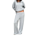 Women Autumn Vintage Two Piece Outfits Pants Sets Long Sleeve Hoodie Sweatshirts and Pants Solid Activewear Set with Pockets