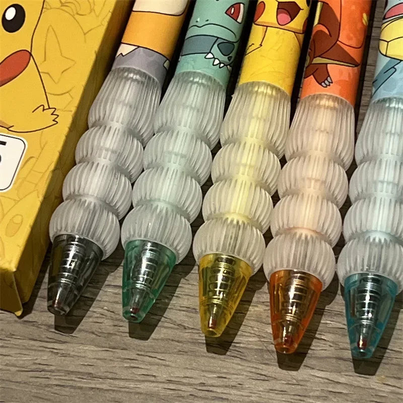 5pcs Pikachu Gel Pen Set Pokemon Ballpoint Pen Cartoon Printing Writing Pen Students Stationery Office Supplies for Kids Gift