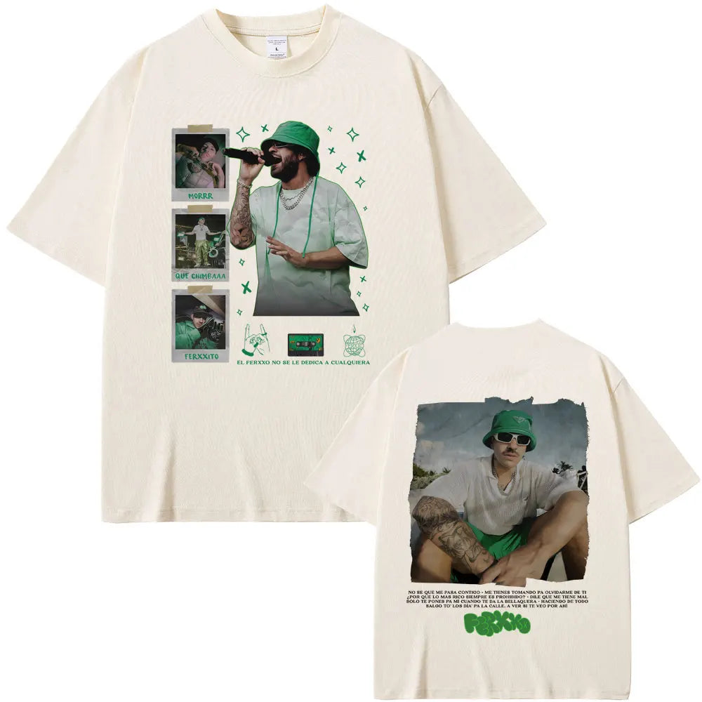Rapper Feid Ferxxo Ferxxocalipsis World Tour T-shirt Men Women Hip Hop Fashion Pop Music T Shirt Mens Retro Oversized Streetwear