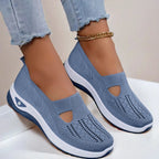 Breathable Womens Walking Shoes Soft Sole Anti Slip Knit Casual Sneakers Comfortable Summer Flats for Elderly Ladies
